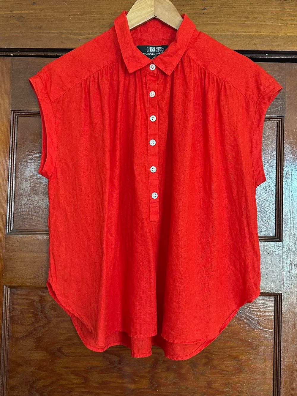J.Crew Orange Baird McNutt Irish Linen Capitaine Popover Top Size XS Beach Vacay
